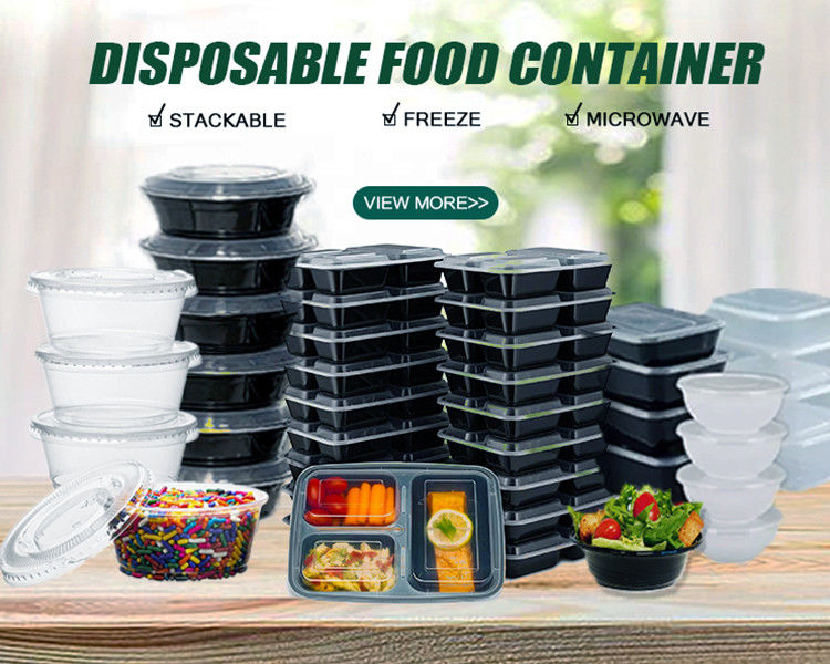 Zamówione jednorazowe plastikowe pojemniki z jedzeniem na obiad dostępne w 2 do 8 komorach