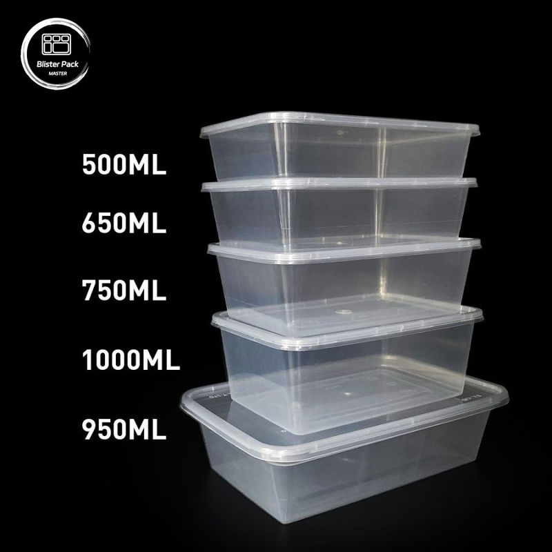 prostokątne plastikowe pojemniki jednorazowe z tworzyw sztucznych, wszechstronne rozmiary od 500 ml do 1000 ml