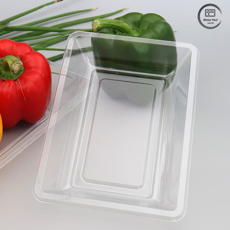Przejrzysty, jednorazowy taczek na owoce i warzywa, opakowanie z płaskiej podłogi z tworzyw sztucznych na świeże produkty