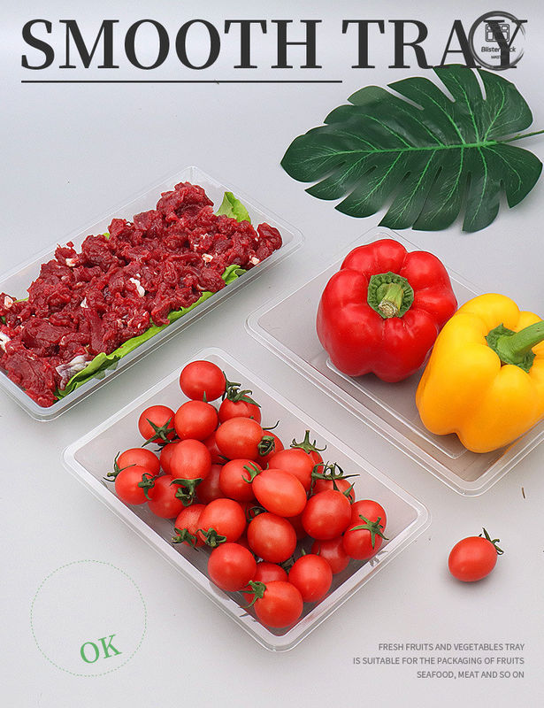 Przejrzysty, jednorazowy taczek na owoce i warzywa, opakowanie z płaskiej podłogi z tworzyw sztucznych na świeże produkty