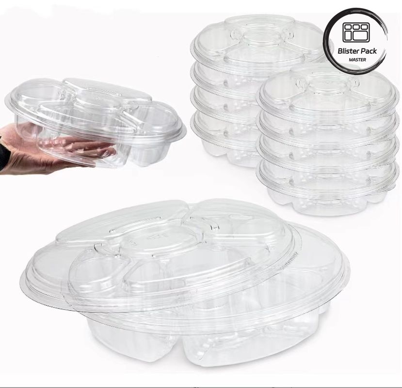 5 Sekcja Okrągła tacka z pokrywą Plastikowe tacki do wystawiania warzyw w supermarketach